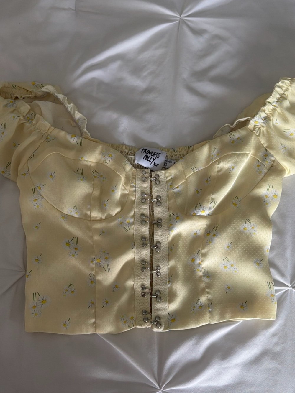 Princess Polly Pale Yellow Floral Corset Crop Top